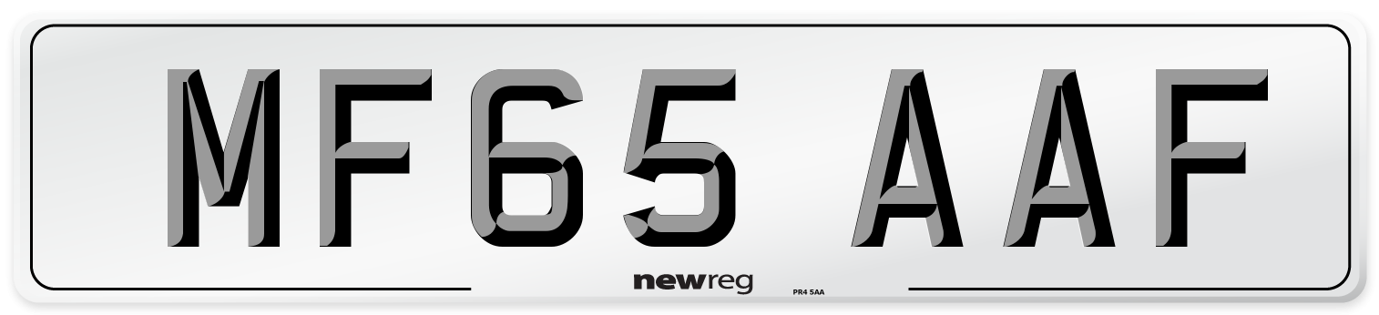 MF65 AAF Number Plate from New Reg